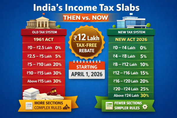 Comparison table showing New Income Tax Slabs 2026 and tax savings for middle-class individuals.