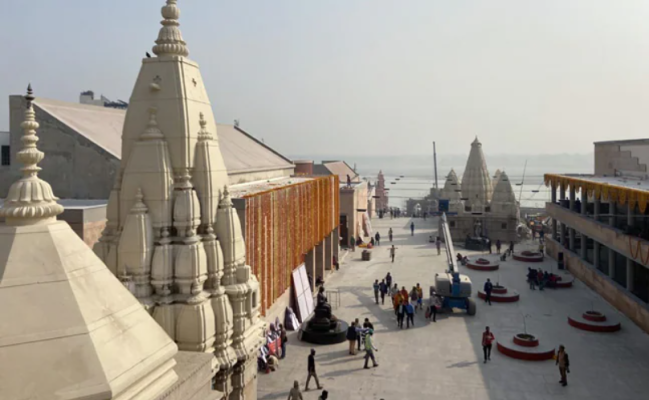 The newly constructed Kashi Vishwanath Dham Corridor connecting the Ganga river to the main temple.