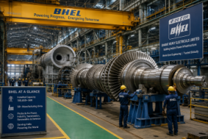 Industrial manufacturing plant interior representing Bharat Heavy Electricals Limited BHEL production capacity.