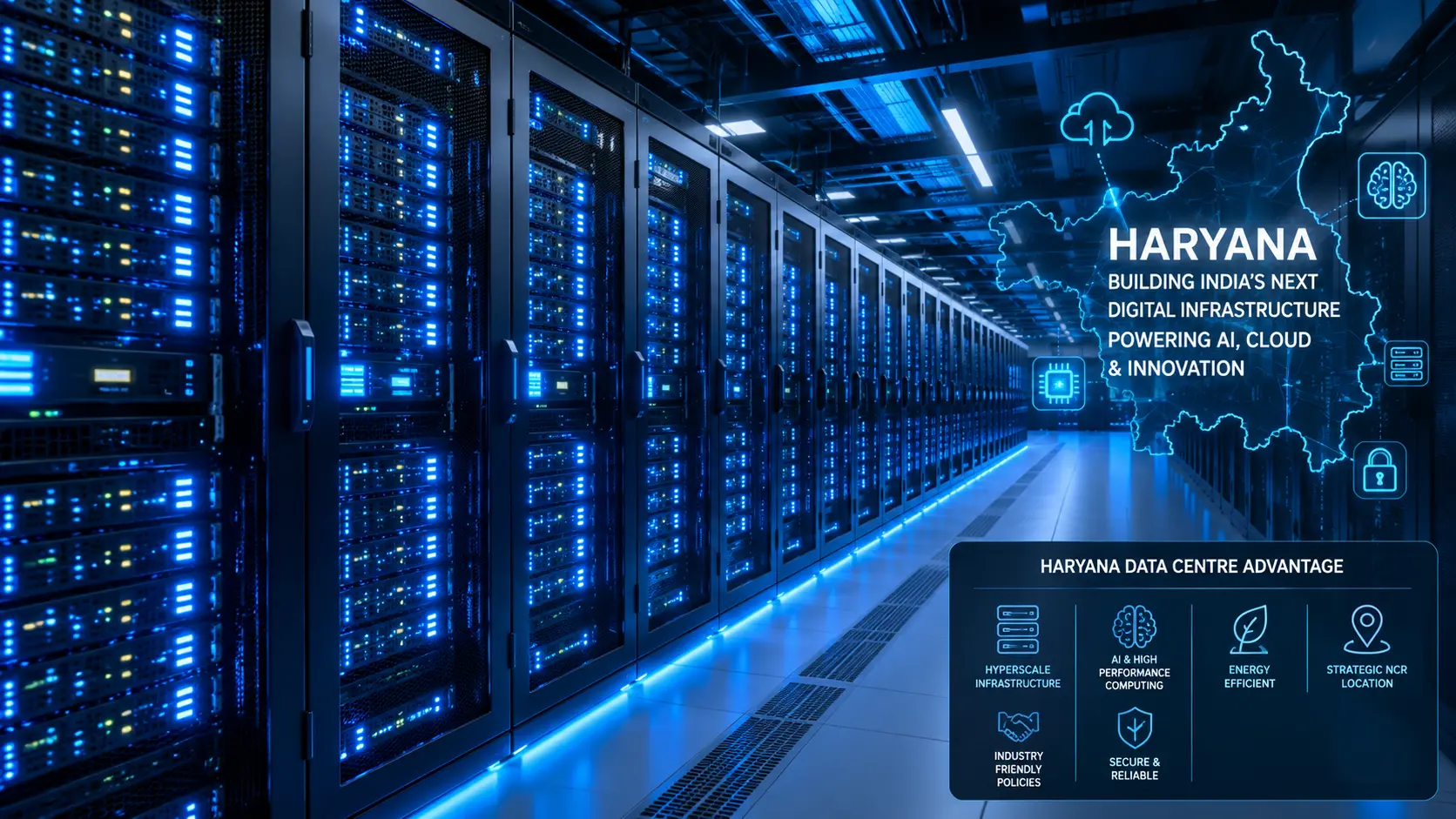 Futuristic Haryana data center corridor