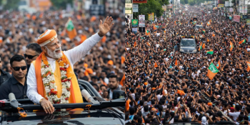 केरल में पीएम मोदी का मेगा रोड शो और भारी जनसैलाब।