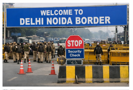 गणतंत्र दिवस परेड के कारण दिल्ली-नोएडा बॉर्डर पर लगी बैरिकेडिंग
