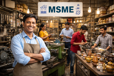 MSME उद्योग और छोटे व्यापार का प्रतीकात्मक चित्र