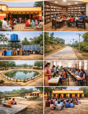 यूपी मातृभूमि योजना के तहत निर्मित सामुदायिक केंद्र और विकास परियोजनाएं।