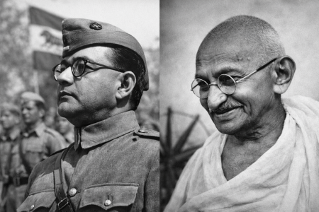 नेताजी बोस और गांधीजी की फोटो
