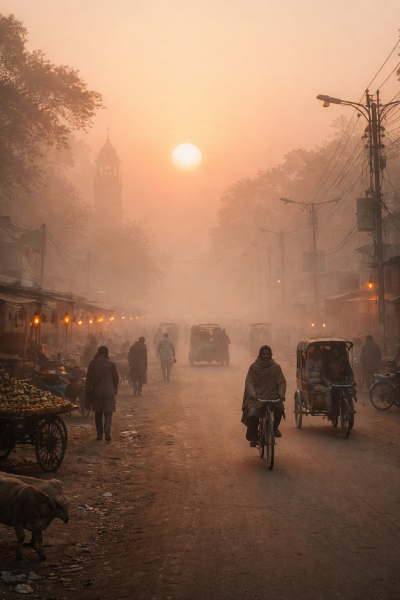 कानपुर में सुबह की धुंध और सूरज का दृश्य - 9 फरवरी 2026।
