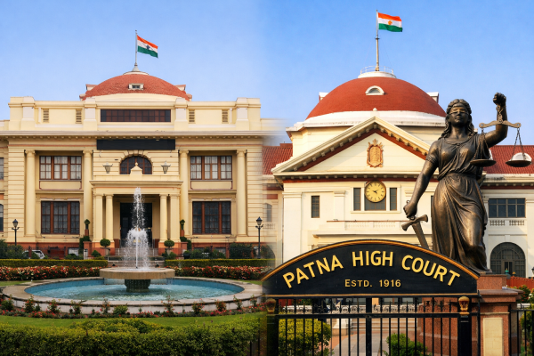 बिहार विधानसभा की फाइल फोटो और पटना हाईकोर्ट का प्रतीकात्मक चित्र