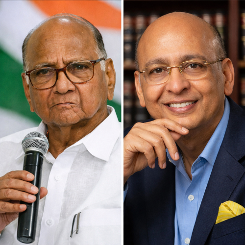 राज्यसभा सांसद शरद पवार और अभिषेक मनु सिंघवी की फाइल फोटो