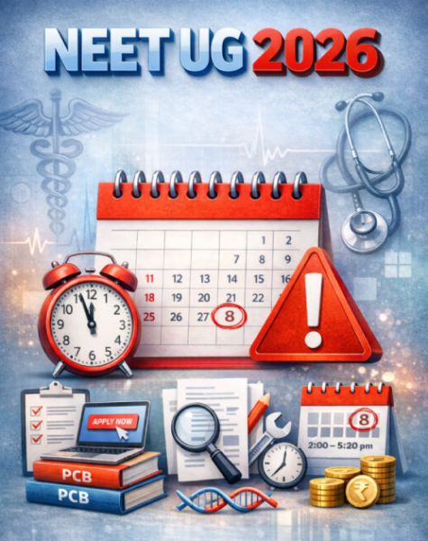 NEET UG 2026 आवेदन की अंतिम तिथि का नोटिफिकेशन पोस्टर।