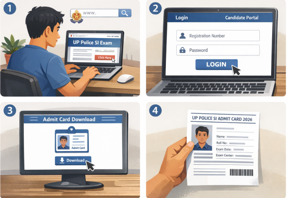 UP Police SI Admit Card 2026 Download Process Step by Step
