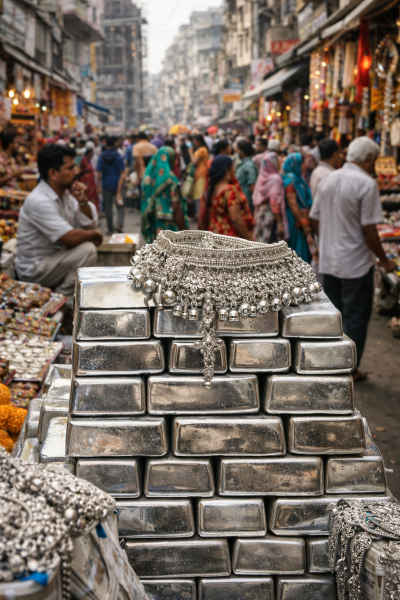 चांदी की ईंट और पायल के साथ कानपुर के बाजार की हलचल।
