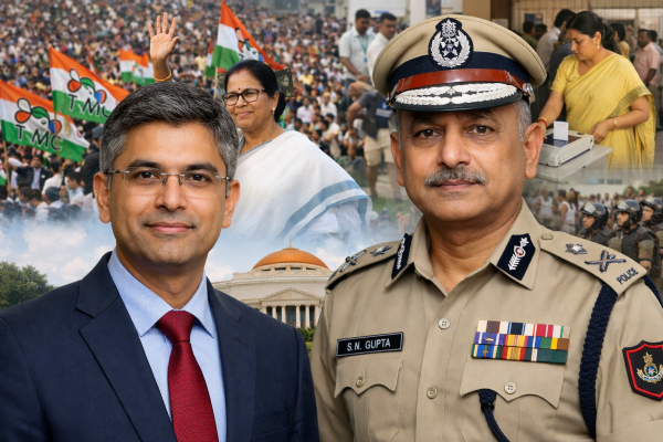 पश्चिम बंगाल चुनाव 2026 के नए मुख्य सचिव दुष्यंत नारियाला और DGP सिद्ध नाथ गुप्ता की तस्वीर।