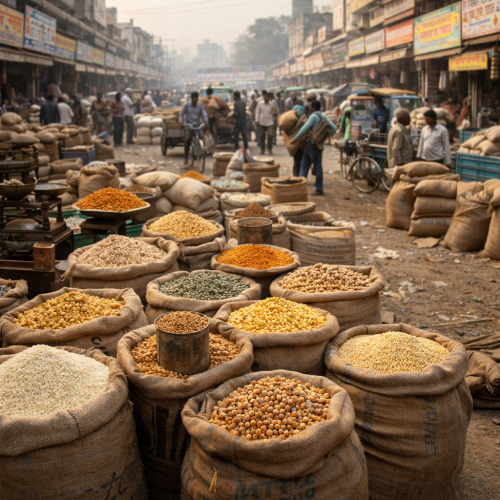 चकरपुर अनाज मंडी कानपुर का दृश्य