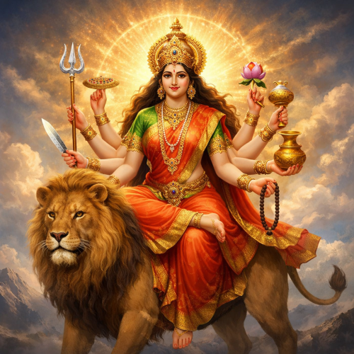 मां कूष्माण्डा अष्टभुजा देवी की फोटो।