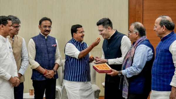 राघव चड्ढा और भाजपा अध्यक्ष के साथ