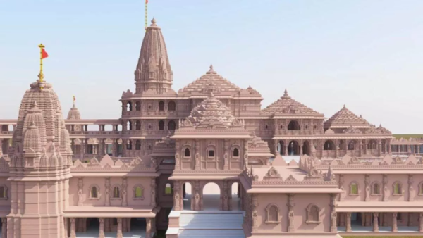 मुख्य राम मंदिर और परकोटे के भीतर स्थित छोटे मंदिरों की एक विस्तृत तस्वीर