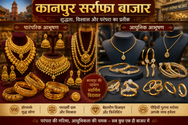कानपुर सर्राफा बाजार के लिए सोने के पारंपरिक और आधुनिक आभूषण.