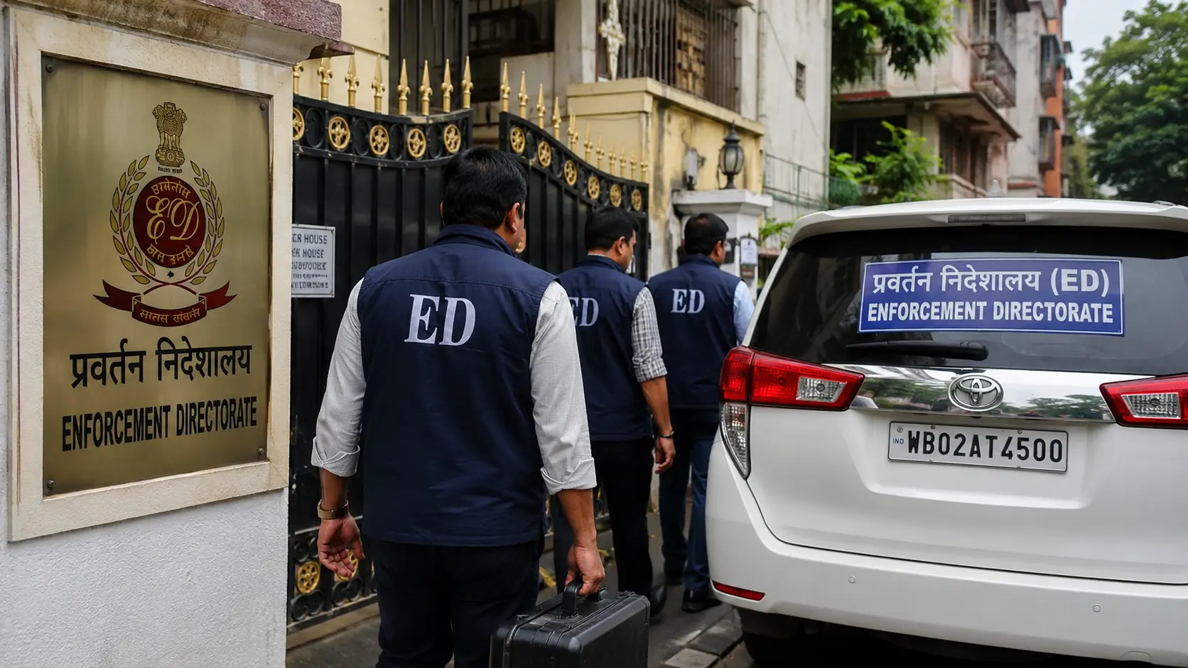 कोलकाता में प्रवर्तन निदेशालय (ED) के अधिकारियों द्वारा वित्तीय गड़बड़ी के मामले में छापेमारी अभियान।