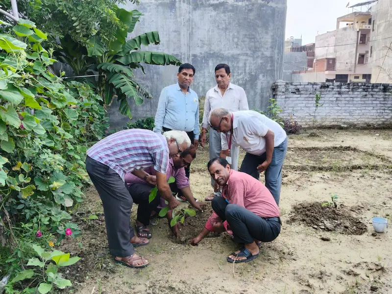 नारामऊ में मां वैष्णो देवी मंदिर के पीछे पौधरोपण करते डॉ सत्येन्द्र कटियार और अशोक कटियार - पब्लिक वेल्फेयर एसोसिएशन