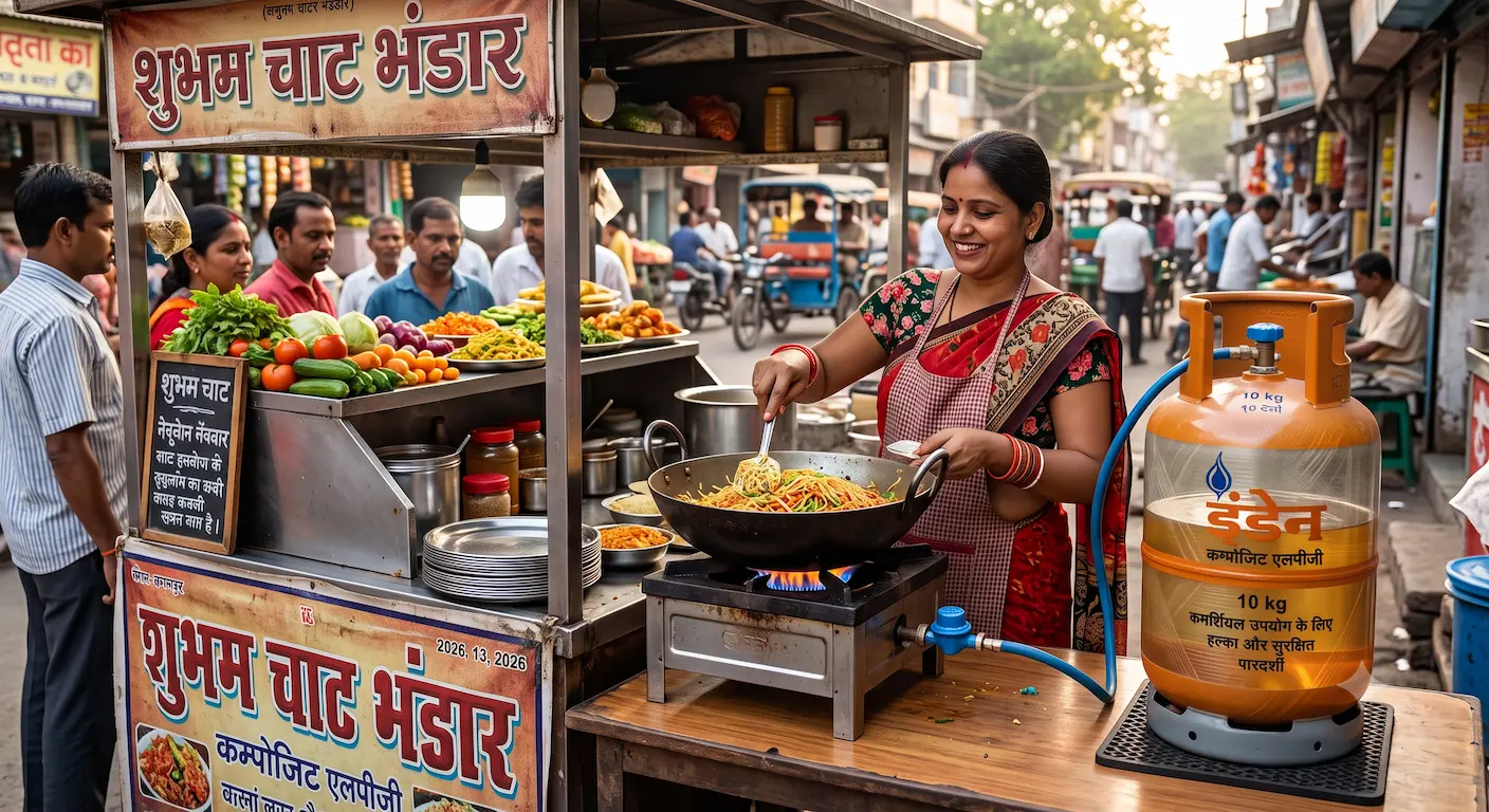 10 किलो का हल्का कमर्शियल कम्पोजिट एलपीजी सिलेंडर स्ट्रीट वेंडर्स के लिए।