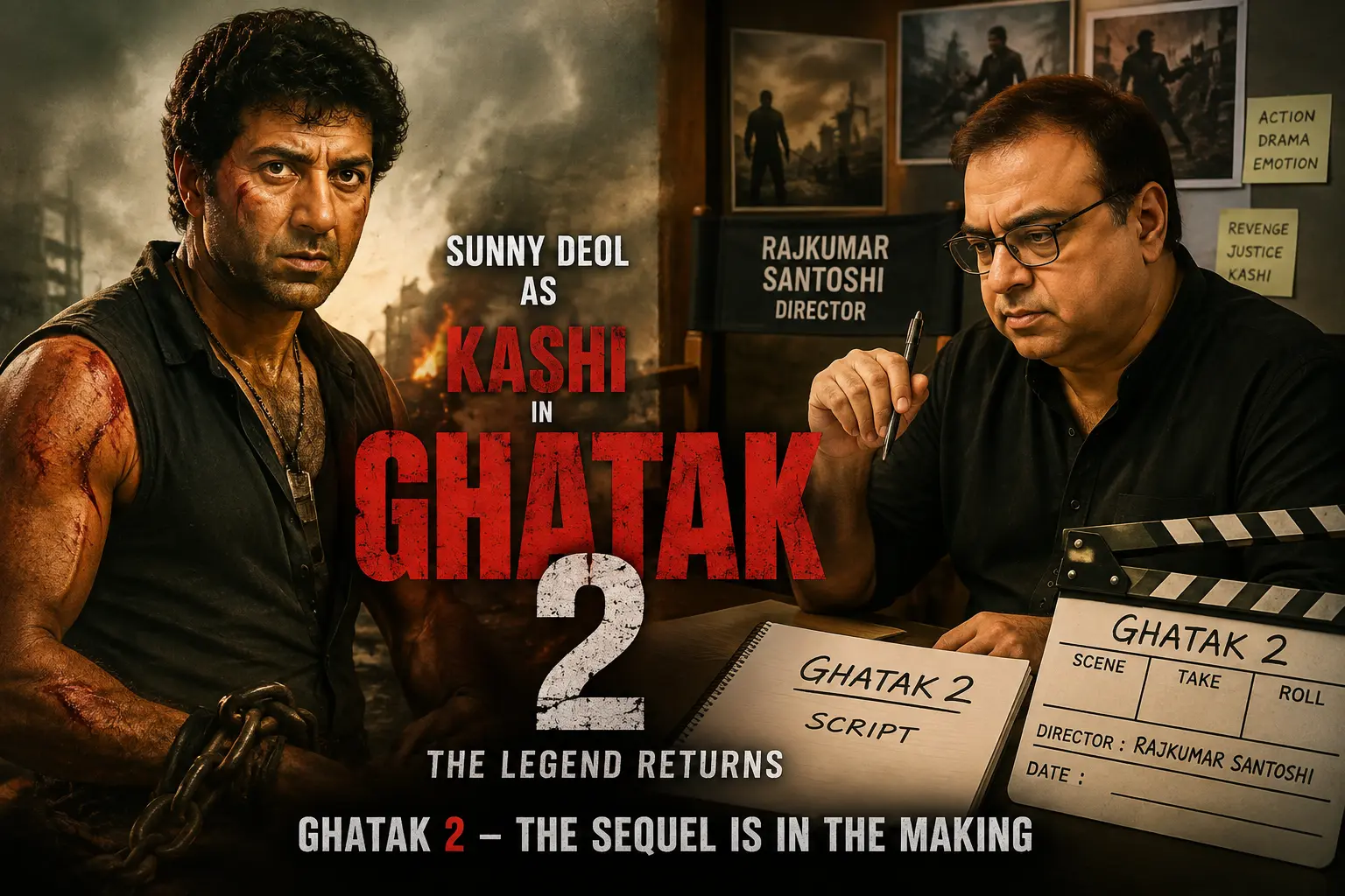 Sunny Deol as Kashi in Ghatak and director Rajkumar Santoshi preparing for Ghatak 2 sequel project.