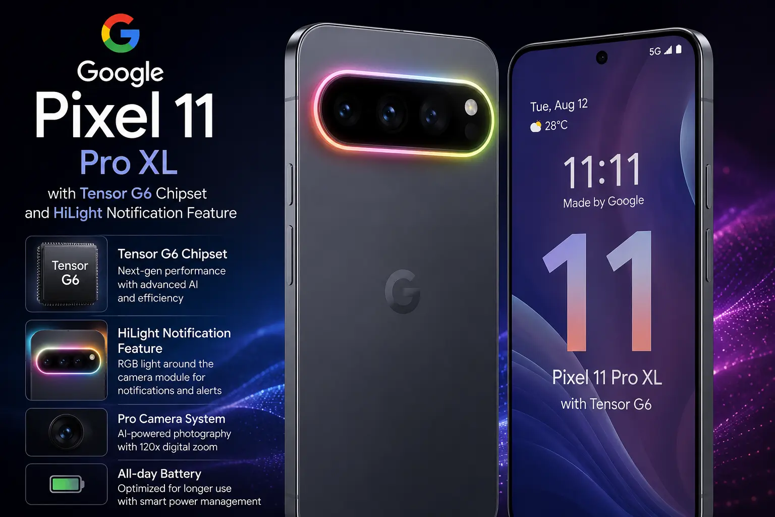 Google Pixel 11 Pro XL with Tensor G6 Chipset and HiLight Notification Feature