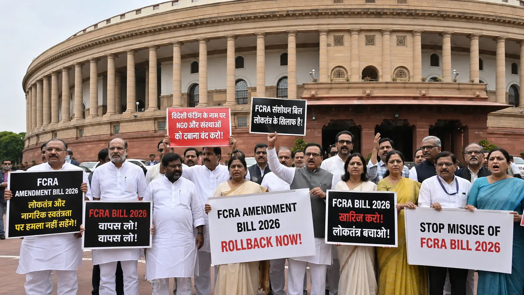 Protesters Rally Outside Parliament Building